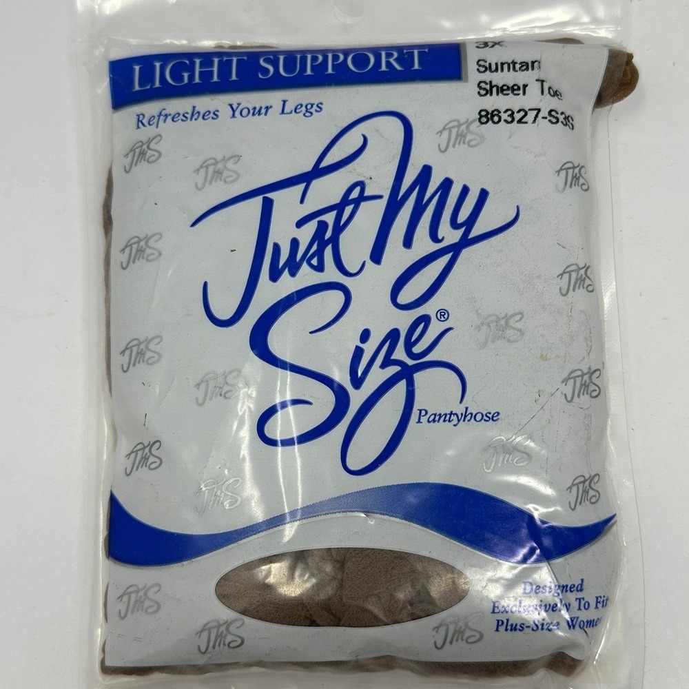 Just My Size Light Support Pantyhose 3X Suntan Sheer Toe Vintage 1998 B9